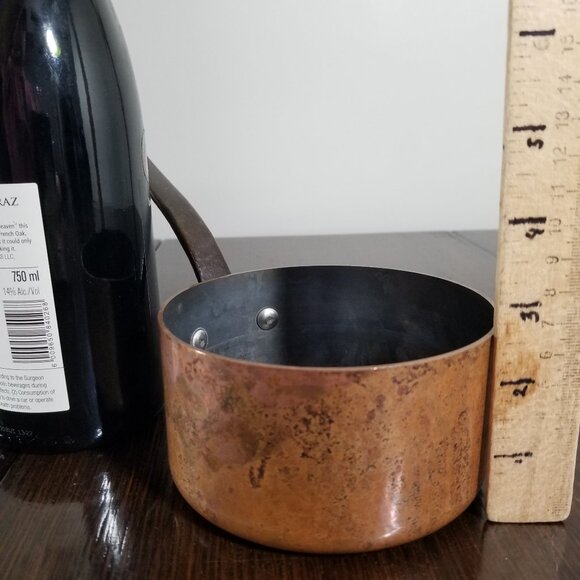 Vintage 4.5" Copper Saucepan Chef Cooking Pot Iron Handle Tin Lined Hand Rivets - Picture 11 of 13